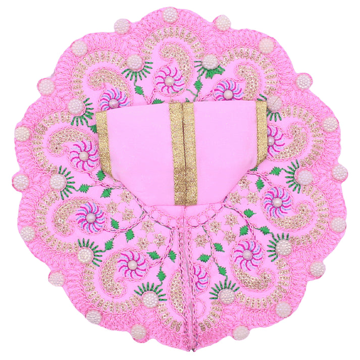 Moti decorated & leaf design pink dress for Laddu Gopal