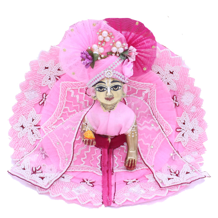 Heavy zari work decorated Pink Dresses for Laddu Gopal Ji , Full set